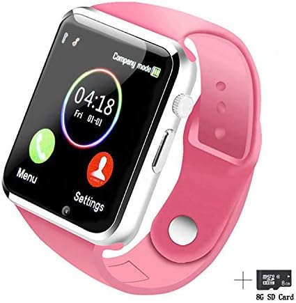 Smart Watches Bluetooth Smart Watch Fitzladd A1 Touch Screen Smart Wrist Watch Phone with SIM Card Slot Camera Pedometer Sport Tracker for iOS iPhone Android Samsung LG for Men Women Child (Pink)