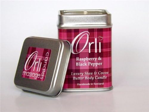 Orli massage candle - Scottish Raspberry and Black pepper 108g - warm butter massage oils. Perfect as a body moisturiser, warm body massage oil