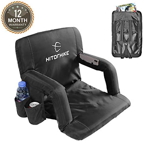 Hitorhike Stadium Seat for Bleachers or Benches Portable Reclining Stadium Seat Chair with Padded Cushion Chair Back and Armrest Support