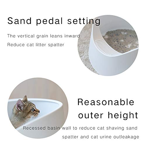 Pidan High Side Cat Litter Box With Shield And Scoop, Open Top Rimmed Litter Pan, Waterproof