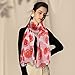GERINLY Red Poppy Floral White Scarf for Women Oblong Shawl Wrap for Summer Travel Cotton Voile Beach Sarong