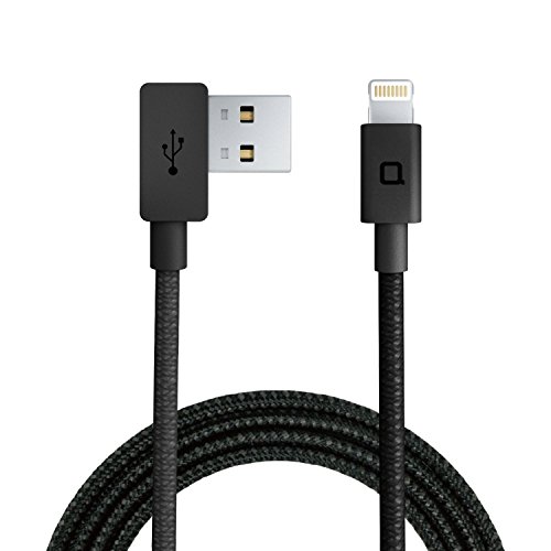 nonda ZUS Super Duty Lightning Cable with Aramid Fiber, Apple MFi Certified, 4ft/1.2m, Right Angle, Charger and Data Sync for iPhone, iPad, iPod (Black)