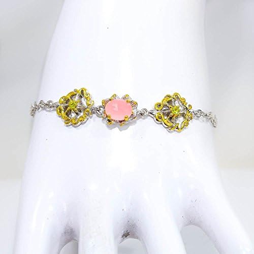 Handmade Natural Rose Quartz Sterling silver Bracalets