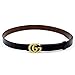 MoYoTo Womens Genuine Leather Thin Belts For Jeans 0.9″ Wide With Letter Buckle (Black(Length/105cm))
