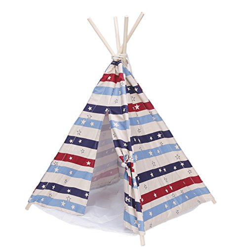 Sweety-ins Pet Teepee Dog&amp; Cat Bed - Washable Wood Frame Canvas Tent Teepee Pet House (28inch)