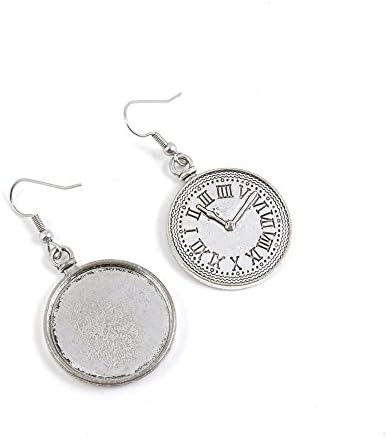 1 Pairs Jewelry Making Antique Silver Tone Earring Supplies Hooks Findings Charms I8ZP5 Clock Cabochon Base Blank