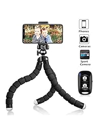 UBeesize Trípode S, Trípode de lata calidad para teléfono, trípode flexible con obturador remoto inalámbrico, compatible con iPhone Android Samsung, Minitrípode soporte para cámara GoPro teléfono celular (actualizado)