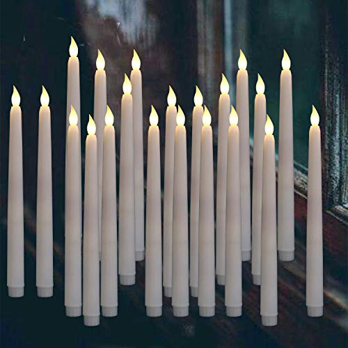 10Pack Flameless Taper Candle,Ivory WAX Coverd, 11-Inch, for Candle Holders and Candlesticks,for Wedding ,Patry,Hotel ,Windows Candles