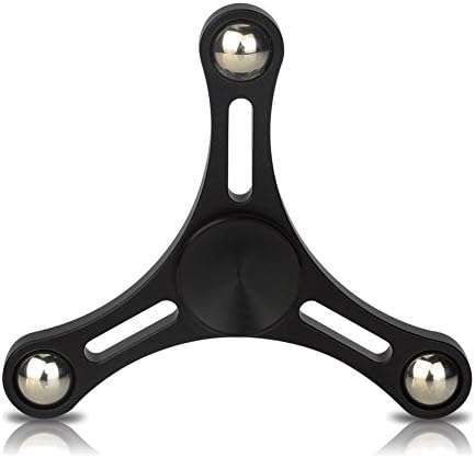 Tri-spinner Fidget Toy Stress Reducer, R188 Hybrid Bearing Non3D Printed Fidget Spinner for Autism and ADHD Kids &amp; Adult Funny Anti Stress Toys by Comroll (Black)