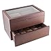 Caddy Bay Collection Vintage Wood Clear Glass Top Watch Box Display Storage Case Chest Holds 20+ Watches With Adjustable Soft Pillows and Deep Slots for Larger Watches