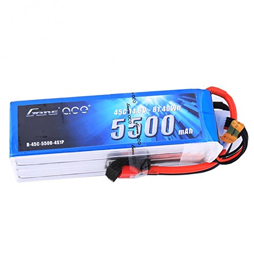 Gens ace 5500mAh 14.8V 45C 4S1P Lipo Battery Pack with Deans plug G22 GA-B-45C-5500-4S1P-Deans