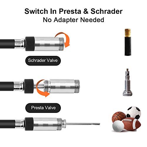 2018-Upgraded Bike Pump Portable High Pressure Mini Bicycle Floor Pump 160PSI Compatible with Presta Schrader Valve Pressure Gage Aluminum Alloy Bike Tire Pump for Road Mountain BMX Bikes Silver