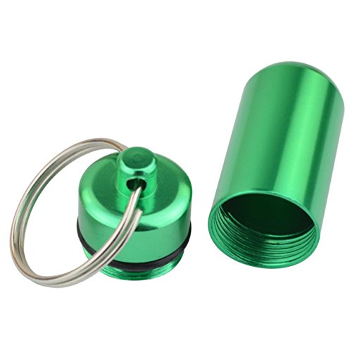 Pill Organizer - Travel Medicine Pill Holder - Keychain Portable Mini Pill Box Case Bottle Medication Container - Small Compact Medicine Dispenser - Made with Aluminum - Waterproof Guaranteed to Last