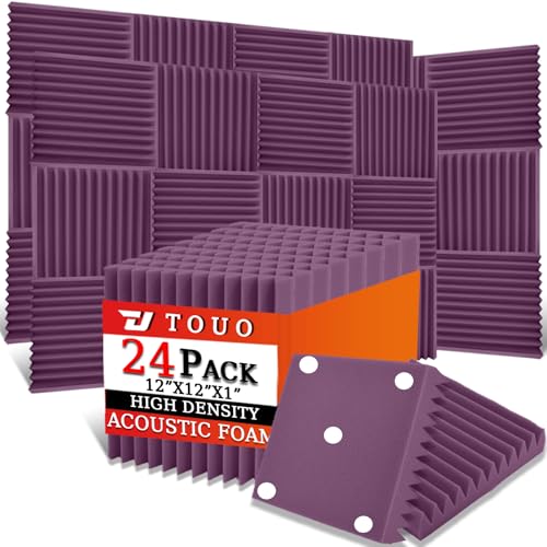 41emzzdSopL Touo Akustikplatten, Schalldichte Schaumstoffplatten Für Die Wand, 30,5 X 30,5 X 2,5 Cm, Schwer Entflammbarer Keil-Akustikschaum, Hochdichter Schallabsorbierender Schaumstoff Für Heimstudio, Lila, 2,5