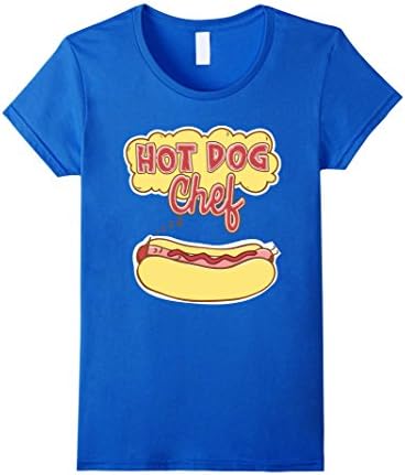 Women's Hot Dog Chef Sleeping Chicago Polish Yummy Hungry Tee Shirt Large Royal Blue
