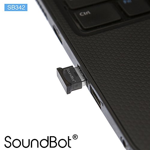 soundbot SB342-BLK Bluetooth 4.0 USB Adapter with 3Mbps High Data Transfer Rate & 33 Feet Wireless Range