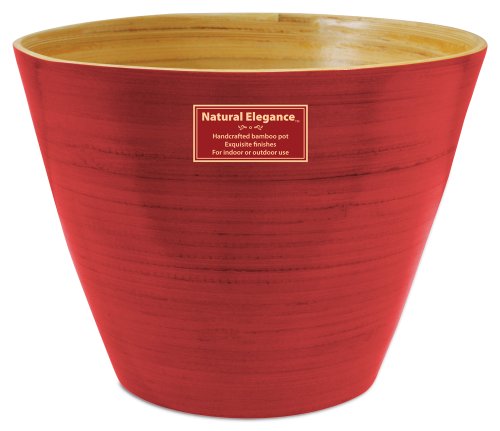 Listo Natural Elegance Bamboo Planter, 8-Inch, Tangerine Tango