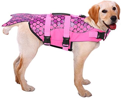 ASENKU Dog Life Jacket Ripstop Pet Floatation Vest Saver Swimsuit Preserver for Water Safety at The Pool, Beach, Boating