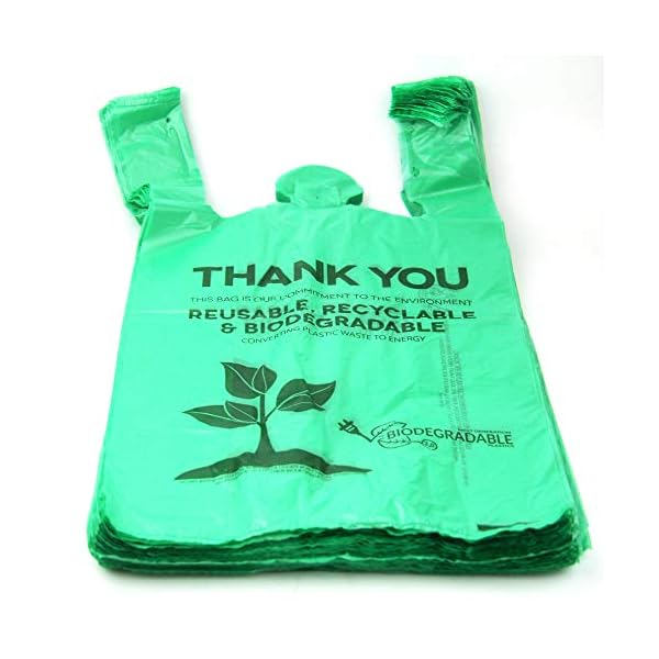FMP Brands [100 Pack] Biodegradable Reusable Plastic TShirt Bag Eco