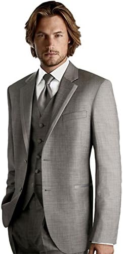 AK Beauty Men's 2 Button Three Piece Business Formal Suit (Jacket+Pants+Vest) L