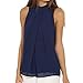 EFINNY Women Chiffon Sleeveless Collar Blouse Tank Shirt Dark Blue 3XL