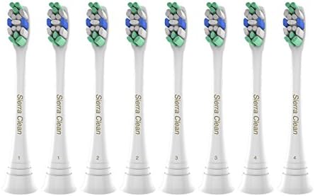 Sierra Clean Replacement Toothbrush Heads for Philips Sonicare Plaque Control HX9024, 8 pk, fits 2 Series Plaque Control, 3 Series Gum Health, DiamondClean, FlexCare, HealthyWhite, Essence+, EasyClean