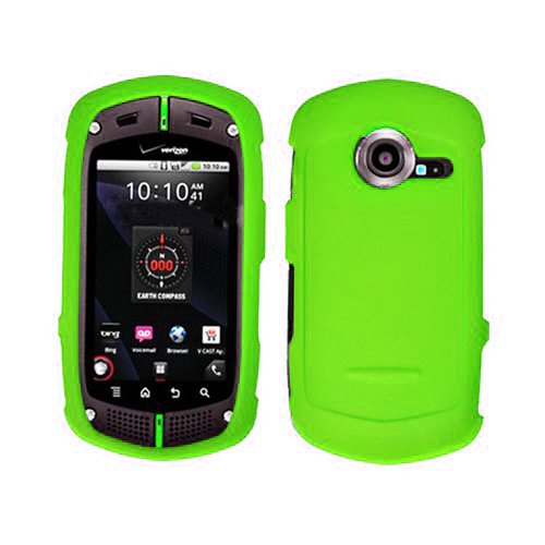 Importer520 (TM) Rubberized Snap-On Hard Skin Protector Case Cover For Casio G'zOne Commando C771 - Neon Green