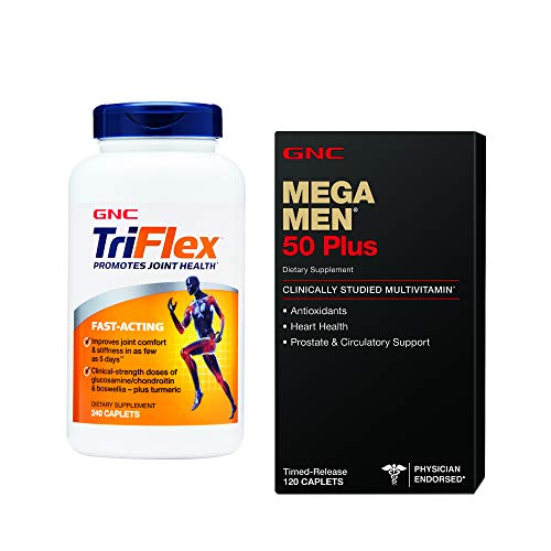 GNC Mega Men 50 Plus and TriFlex Bundle - Mega Men 50 Plus Multivitamin and TriFlex Fast Acting Joint Support