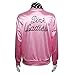 COSFLY Ladies 50S Grease T Bird Danny Pink Satin Jacket Halloween Cosplay Costume with Neck Scarf (Large)