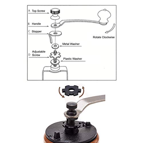 AKIRAKOKI Manuelle Kaffeebohnenmühle Holzmühle mit Gusseisen-Fräs, Handkurbel, tragbare Reise, Camping, verstellbar… – Bild 5