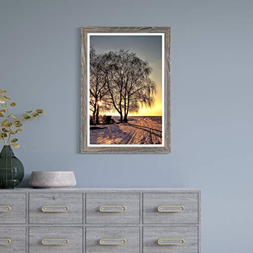 NUOLAN 13x19 Picture Frame Rustic Gray Wood Pattern, Wall Hanging