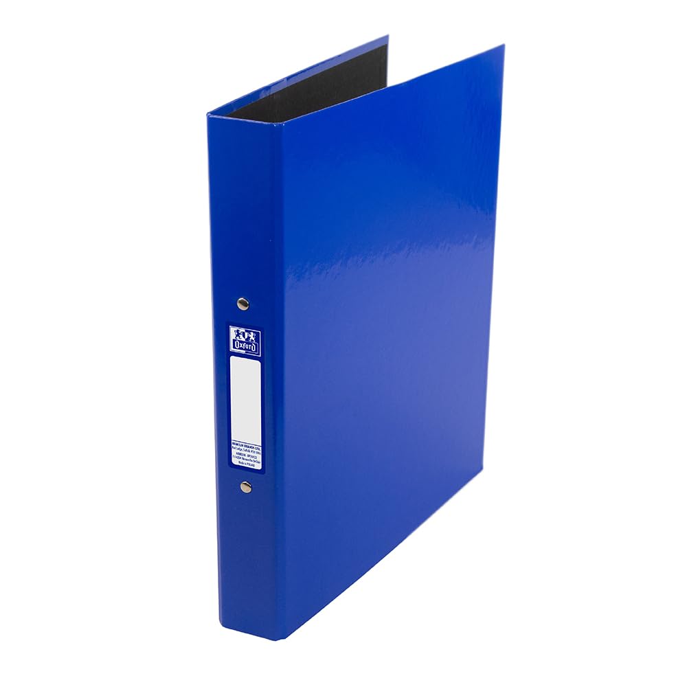 Oxford Premium A4 Ring Binder, Blue Single Folder, 25mm Capacity, Laminated Paper on Board