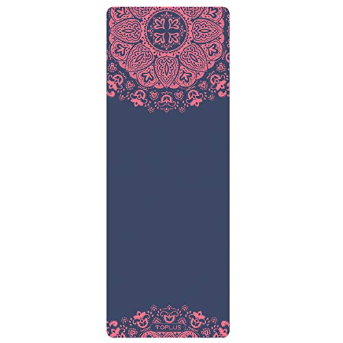 TOPLUS Travel Yoga Mat, 1/16 Inch Foldable Thin Hot Yoga Mat, Sweat Absorbent and Non-Slip, Premium Natural Suede for Travel, Yoga and Pilates, Coming with Carrying Bag