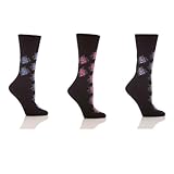 Ladies/Womens Cotton Rich Honeycomb Top Floral Pattern Socks (Pack Of 3)