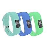 BeneStellar 12 Colors Garmin Vivofit JR/Vivofit JR. 2 Bands With Secure Watch Clasp Silicone Replacement Bands for Garmin Vivofit JR （for Kids） (B# 3-Pack Glow Band (Green+Blue+Light Blue))