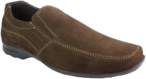 Inglese Men's slip on loafer , Nubuck Leather Upper, Soft insole, Special Transpiring Lining for aching &amp; sweaty feet, Black Rubber Sole, Toe and Heel reinforcement for lasting wear