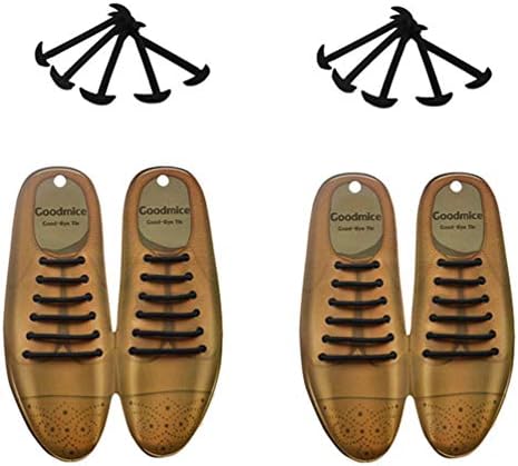 No Tie Shoelaces for Men Leather Shoes Silicone Elastic Waxed Thin Oxford Round Dress Shoes Shoelaces 12 Pcs