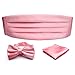 PenSee Mens Formal Solid Pre-tied Bow Tie & Pocket Square & Cummerbund Set