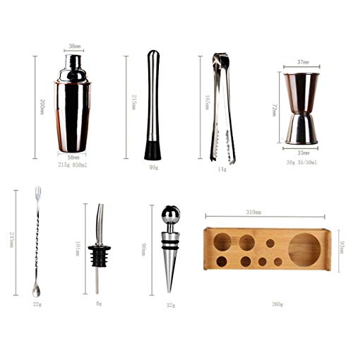 H-ei Cocktail Shaker Set Barkeeper Kit mit Ständer, 10-teiliges Bar Kit mit 18 Unzen Martini Shaker, Edelstahl-Stab… – Bild 3