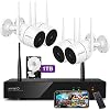 XMARTO Home Security Camera System – 8CH Wireless Expandable NVR with 4 1080p WiFi Security Cameras – PIR & Video Dual…