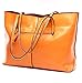 Covelin Women's Handbag Genuine Leather Tote Shoulder Bags Soft Hot Charming Orange