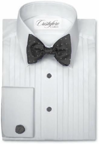 Cotton Tuxedo Shirt - 1/2 Inch Pleat Laydown Collar (16.5 - 34/35),white