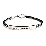 Women's Love You More Bracelet - Stainless Steel With Leather Cord