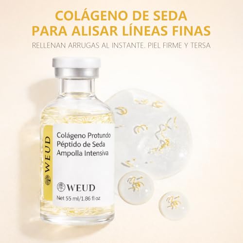 WEUD Serum Facial Coreano con 30+ Péptidos y 4 Colágenos, Ampolla Intensiva con Colágeno Hidrolizado y Péptido de Seda, Reafirma, Hidrata e Ilumina la Piel, Cuidado Antiedad para Todo Tipo de Piel