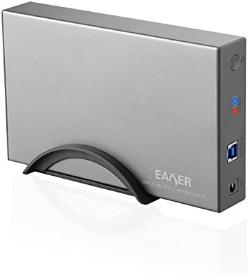 EAXER Aluminum USB 3.0 Hard Drive Disk External Enclosure Case for 3.5 Inch SATA HDD and SSD [Support Automatic Sleep Function, UASP &amp; 8TB Drives]