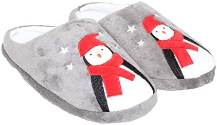 Blue Star Clothing Holiday Christmas Women's Comfort Padded Memory Foam House Slippers w Slip-Resistant Rubber Bottom Sole