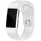 Maledan Replacement Sport Bands with Air Holes Compatible for Fitbit Charge 2, White, Small