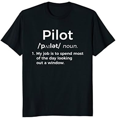 Mens Funny Pilot Definition T-Shirt Aviation Gift Shirt Medium Black