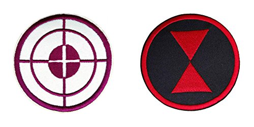 Athena Marvel Comics Avengers Hawkeye and Black Widow Logo 3" (2-Pack) Embroidered Iron/Sew-on Applique Patches