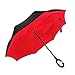 Ylovetoys Inverted Double Layer Windproof Reverse Umbrella for Car and Outdoor Use, Pure Red
